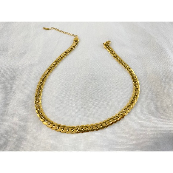 SHABA 18K Gold Plated Stainless Steel Braided Bone Chain Necklace Gold Silver - Picture 10 of 11